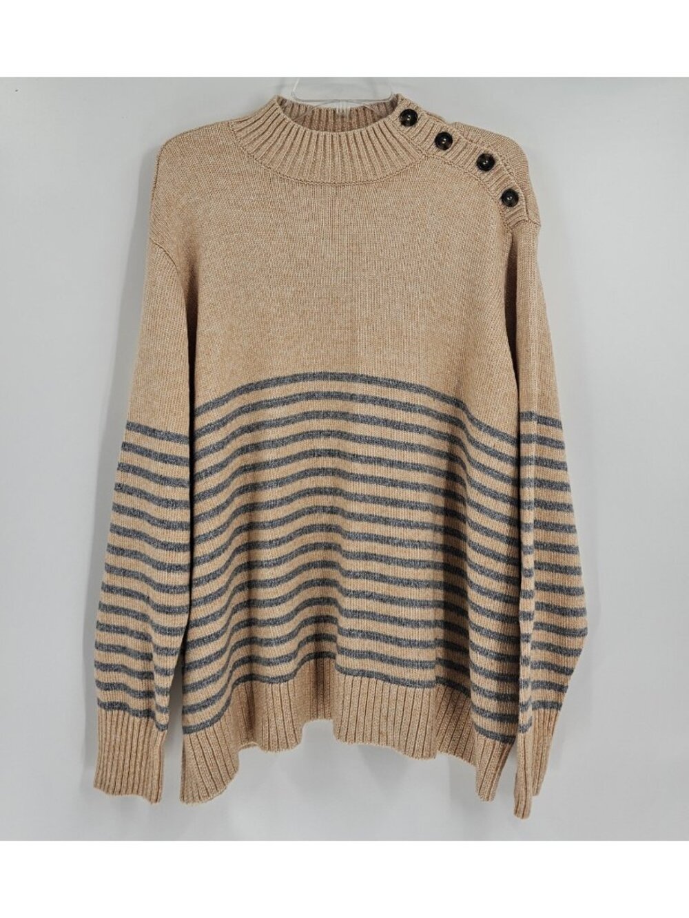St. John's Bay 3X Striped Mock Neck Sweater Tunic - Picture 1 of 3